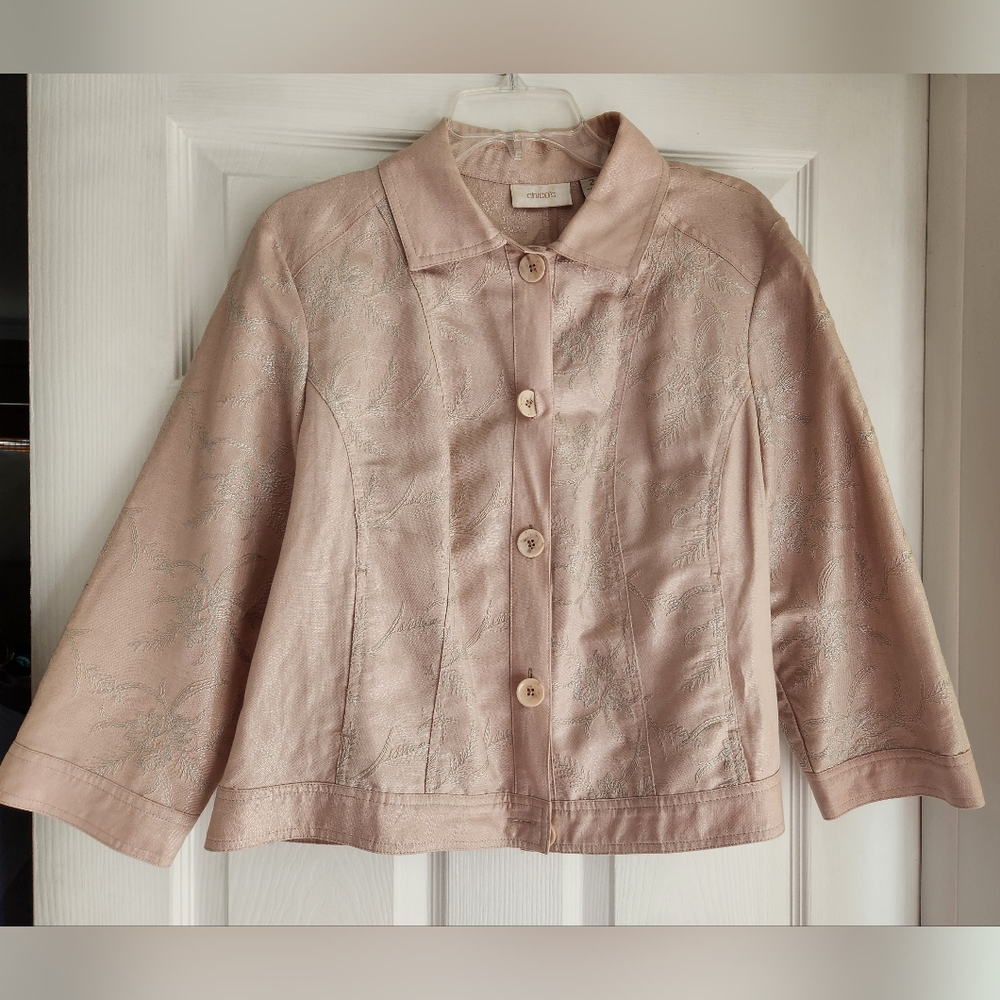 Chicos Blush Pink Floral Blazer